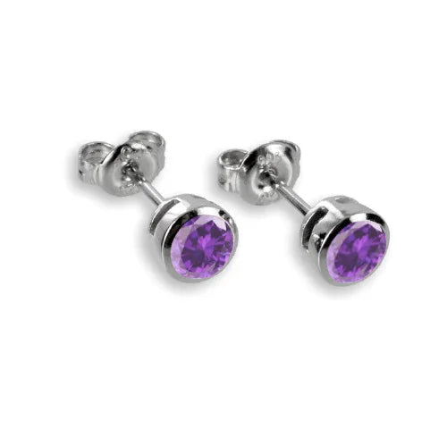 Ohrstecker Zirkonia 3,5mm lila Silber 925/000 - MeinSchmuckShop