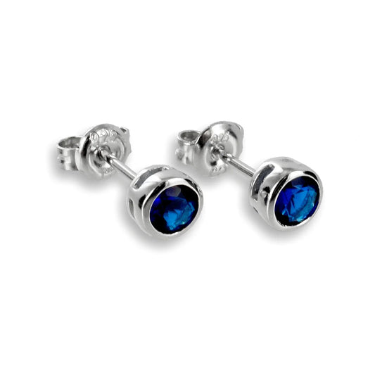 Ohrstecker Zirkonia 3,5mm blau Silber 925/000 rhodiniert - MeinSchmuckShop