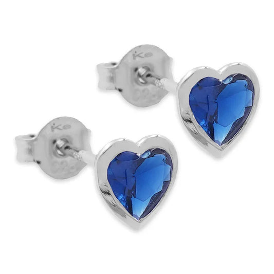 Ohrstecker Herz Zirkonia blau Silber 925/000 - MeinSchmuckShop