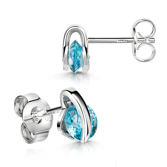 Ohrstecker mit Zirkonia Ø 5mm hellblau Silber 925/000 - MeinSchmuckShop