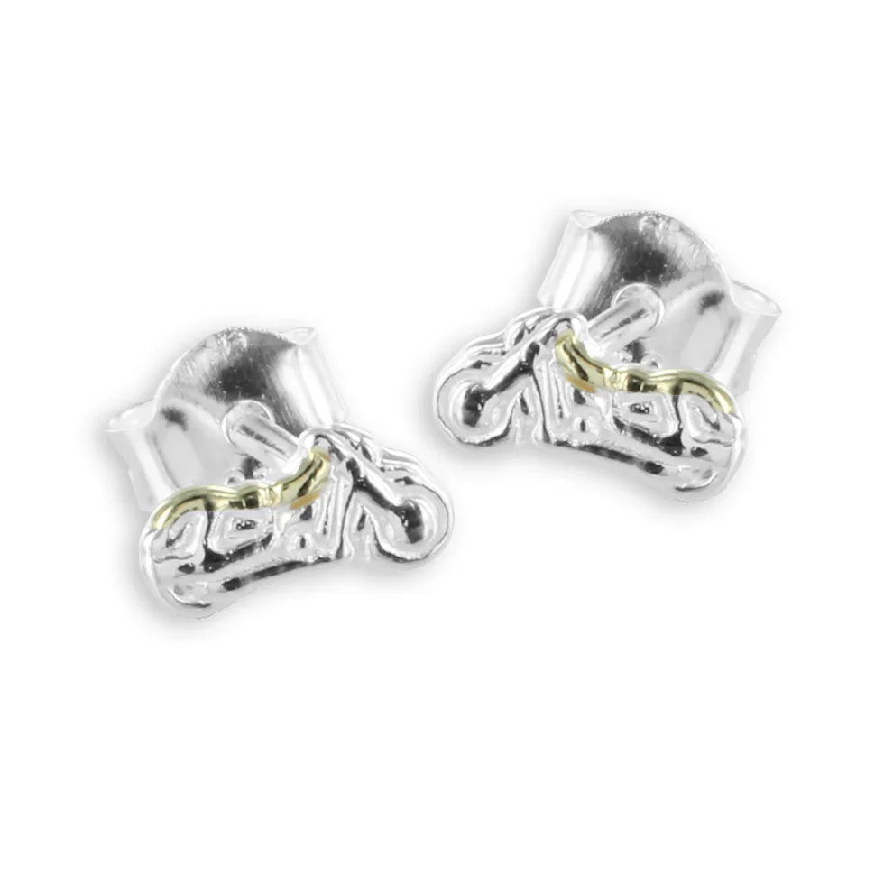 Ohrstecker Motorrad 2-farbig - Silber 925/000 - MeinSchmuckShop