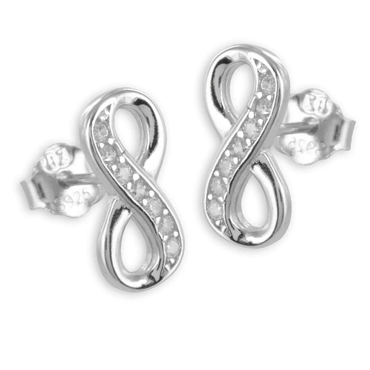 Ohrstecker Infinity mit 14 Zirkonia Echt Silber 925/000 - MeinSchmuckShop
