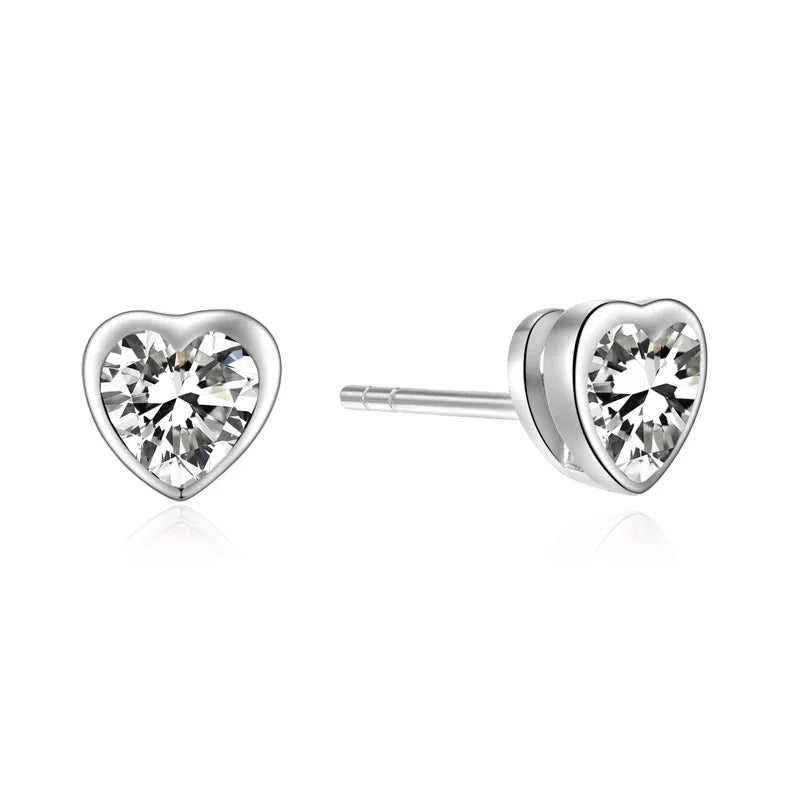 Ohrstecker Herz mit Zirkonia weiss Silber 925/000 - MeinSchmuckShop