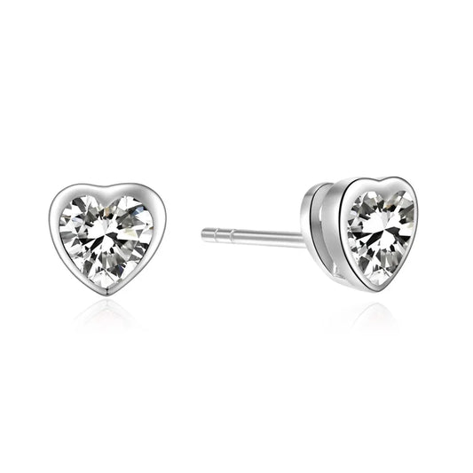 Ohrstecker Herz mit Zirkonia weiss Silber 925/000 - MeinSchmuckShop
