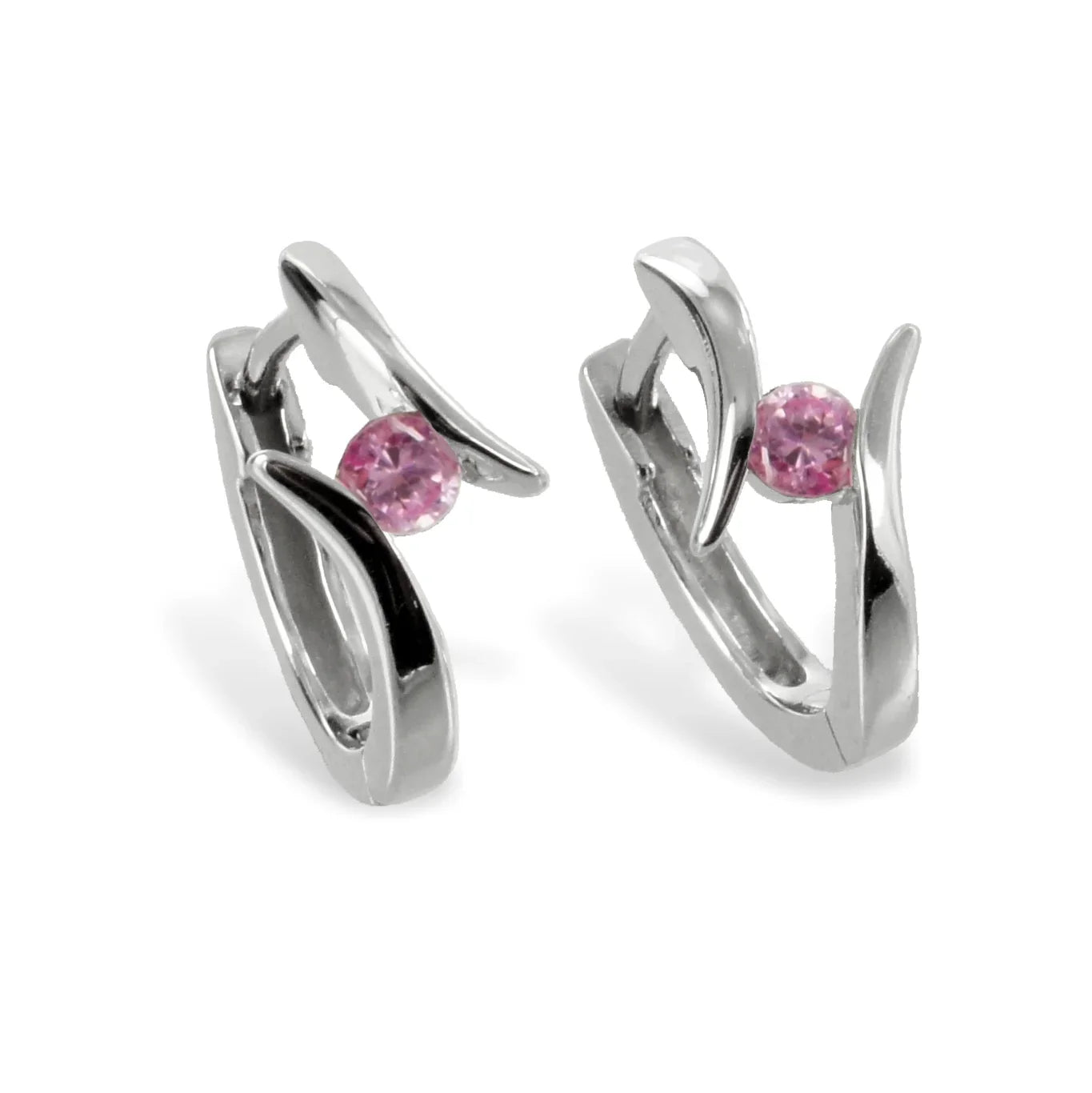 Klappcreolen 13mm mit Zirkonia rosé Silber 925/000 - MeinSchmuckShop