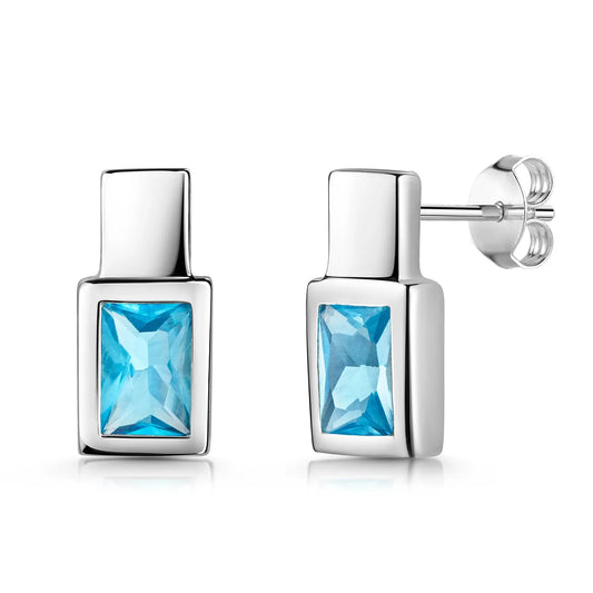 Ohrstecker mit Kristall hellblau Silber 925/000 rhodiniert - MeinSchmuckShop
