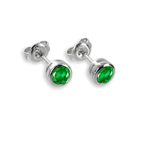 Ohrstecker Zirkonia 3,5mm grün Silber 925/000 rhodiniert - MeinSchmuckShop