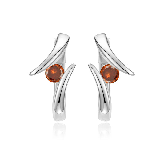 Klappcreolen 13mm mit Zirkonia rot Silber 925/000 - MeinSchmuckShop