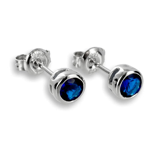 Ohrstecker Zirkonia 4,5mm blau Silber 925/000 rhodiniert - MeinSchmuckShop