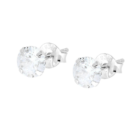 Ohrstecker mit rundem Lichtpunkt in Krappenfassung, mit weißem Zirkon aus 925er Silber - MeinSchmuckShop