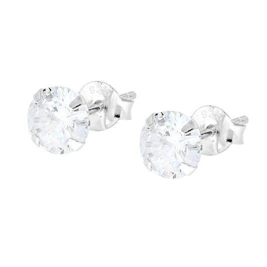 Ohrstecker Punto Luce Rund 6 mm mit weißem Zirkon in Silber 925 - MeinSchmuckShop