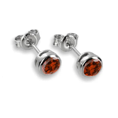 Ohrstecker Zirkonia 4,5mm rot Silber 925/000 rhodiniert - MeinSchmuckShop