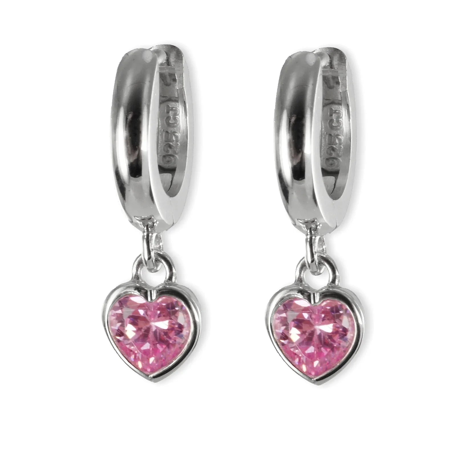 Klappcreolen Herz mit Zirkonia rosé - Silber 925/000 - MeinSchmuckShop