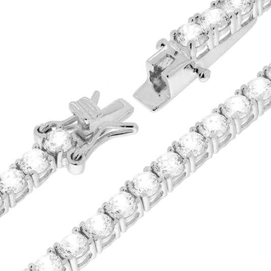Tennisarmband Griffe 21 cm mit Zirkonien 3 mm, Weißsilber 925 galvanisch rhodiniert - MeinSchmuckShop