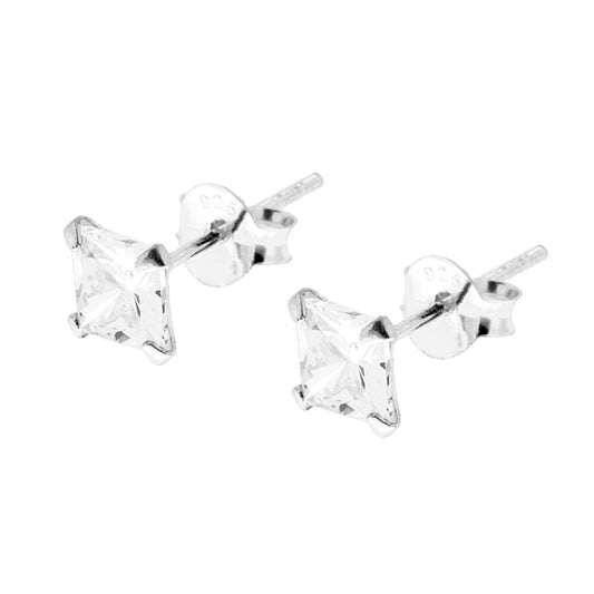 Ohrstecker Quadrat Punto Luce mit weißem Zirkon (Zirkonia) 5 mm aus Silber 925 - MeinSchmuckShop