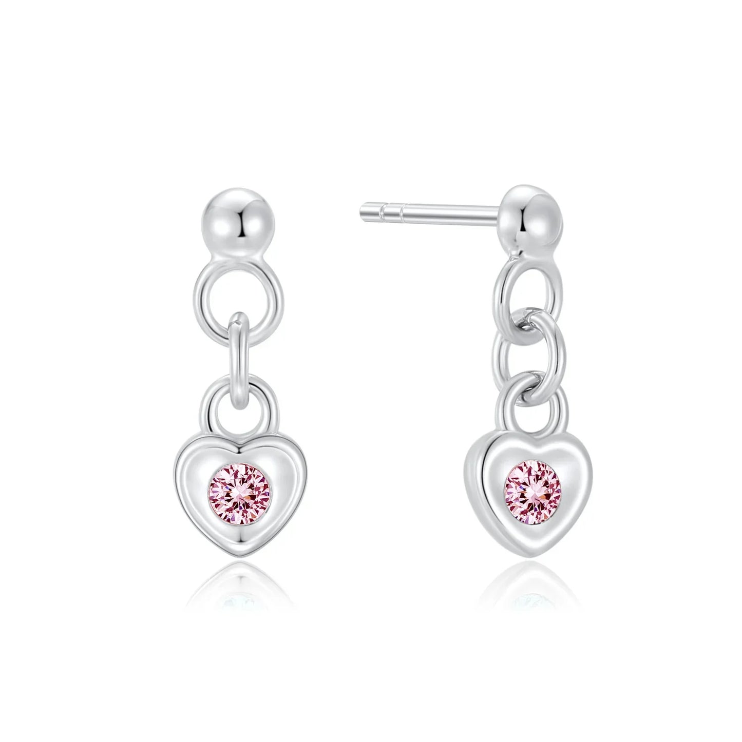 Ohrstecker Herz mit Zirkonia pink Silber 925/000 rhodiniert - MeinSchmuckShop