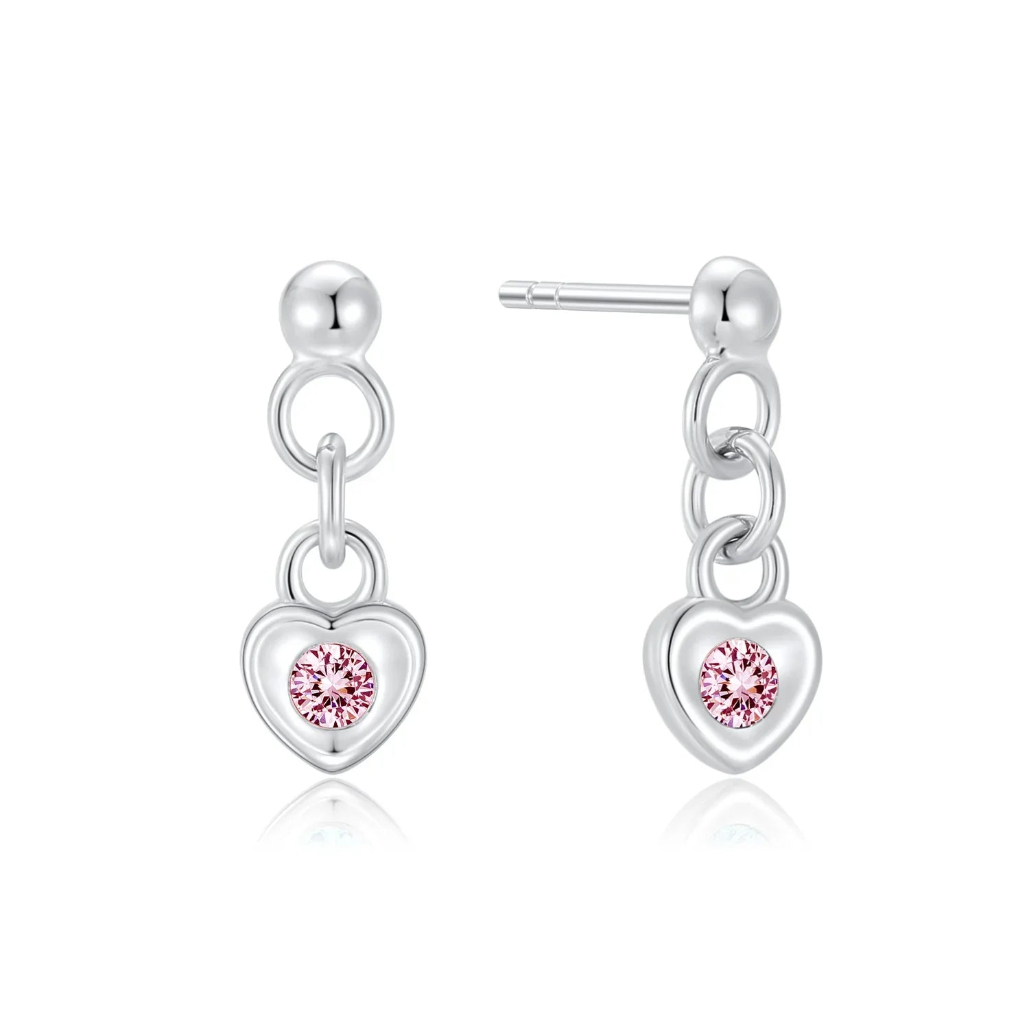 Ohrstecker Herz mit Zirkonia pink Silber 925/000 rhodiniert - MeinSchmuckShop