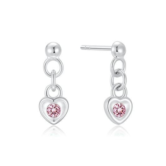 Ohrstecker Herz mit Zirkonia pink Silber 925/000 rhodiniert - MeinSchmuckShop