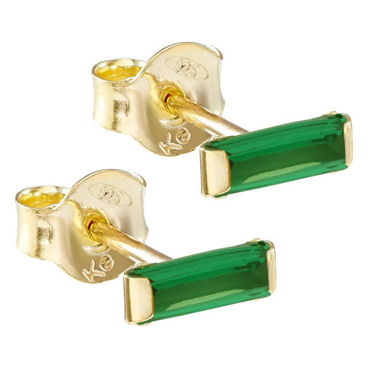 Ohrstecker mit Zirkonia smaragdgrün Silber 925/000 vergoldet - MeinSchmuckShop
