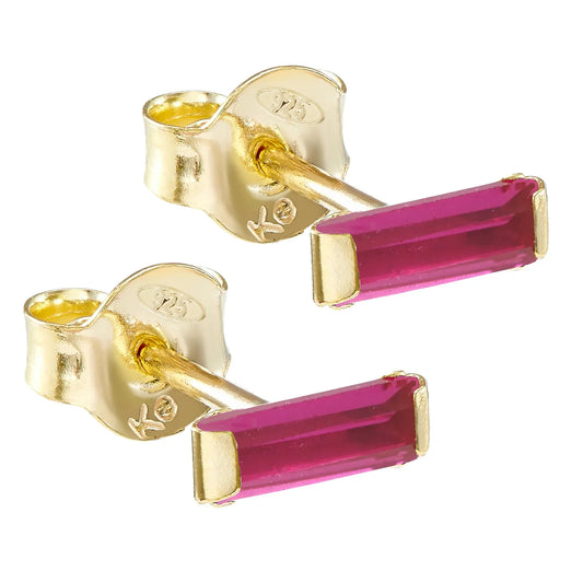 Ohrstecker mit Zirkonia rubinrot Silber 925/000 vergoldet - MeinSchmuckShop