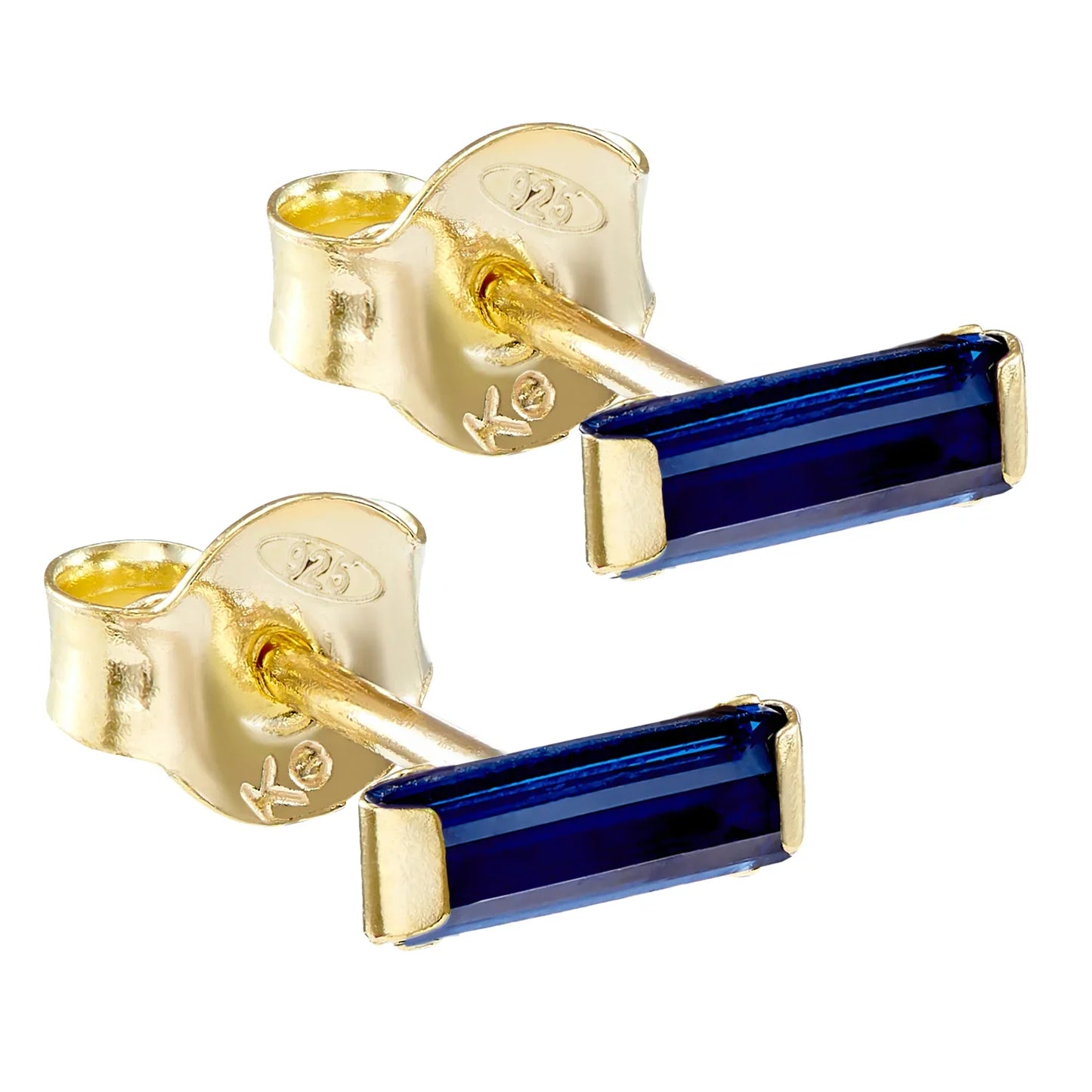 Ohrstecker mit Zirkonia dunkelblau Silber 925/000 vergoldet - MeinSchmuckShop