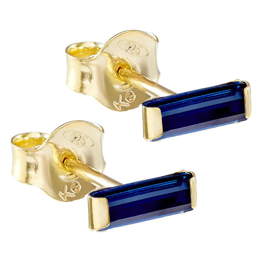 Ohrstecker mit Zirkonia dunkelblau Silber 925/000 vergoldet - MeinSchmuckShop