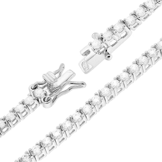 Tennisarmband Griffe 18 cm mit Zirkonien 2 mm Weiß, Silber 925 rhodiumbeschichtet - MeinSchmuckShop