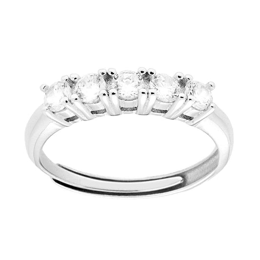 Veretta-Ring mit weißen Cubic Zirconia, 2,5 mm, aus Silber 925, rhodiniert. - MeinSchmuckShop