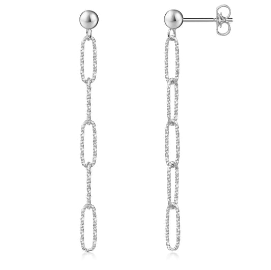 Ohrstecker mit 5 Glieder diamantiert Silber 925/000 - MeinSchmuckShop