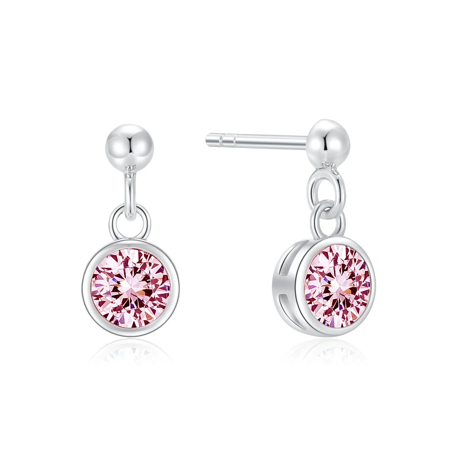 Ohrstecker mit Zirkonia pink 5mm Silber 925/000 rhodiniert - MeinSchmuckShop