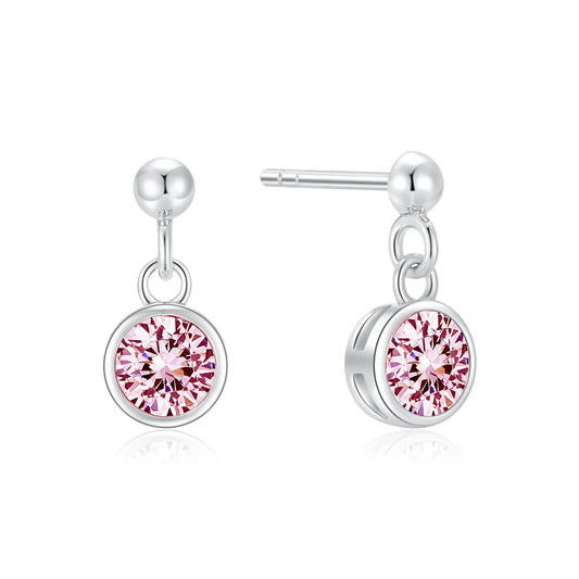 Ohrstecker mit Zirkonia pink 5mm Silber 925/000 rhodiniert - MeinSchmuckShop