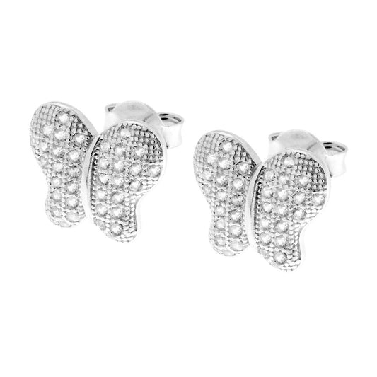 Ohrringe Schmetterling mit Zirkonen aus 925er Silber, rhodiniert. - MeinSchmuckShop