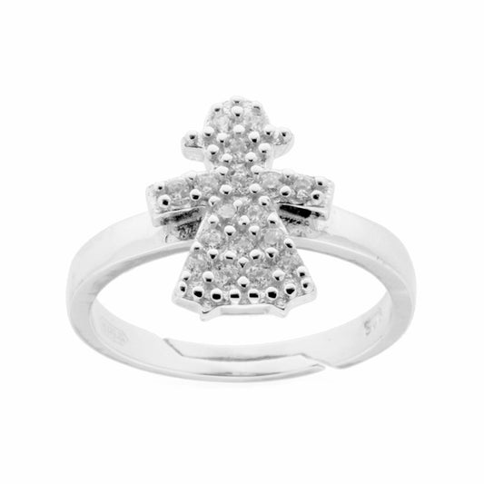 Familienring mit Tochter, Cubic Zirconia Weiß, 925er Silber – rhodiniert - MeinSchmuckShop