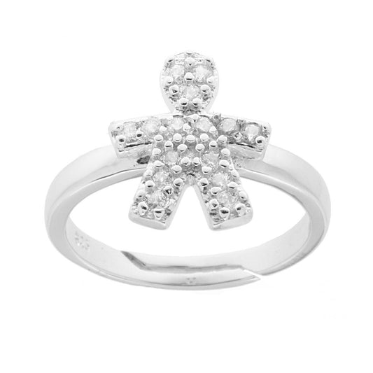 Familienring mit kleinem Sohn, weißen Cubic Zirconia, aus 925er Silber, galvanisch rhodiniert - MeinSchmuckShop