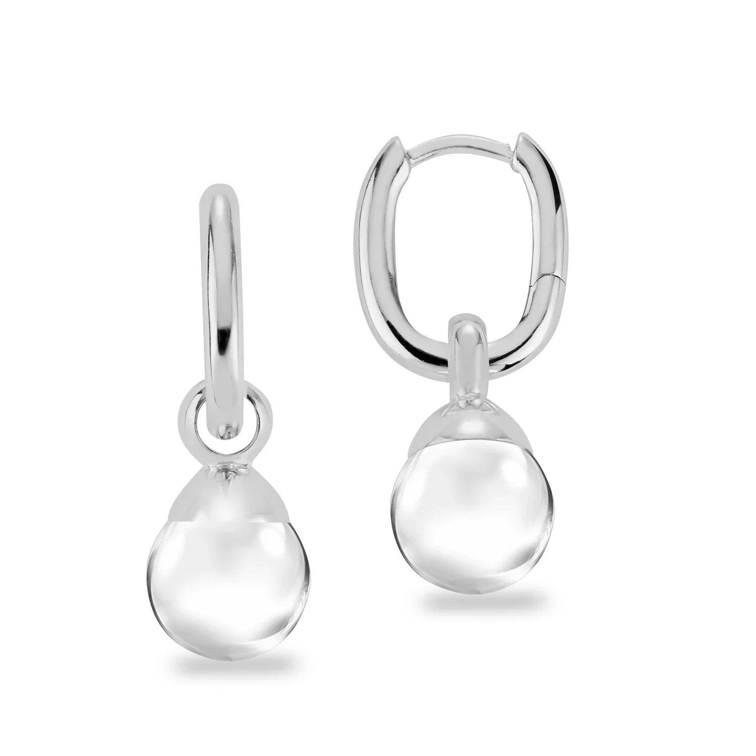 Klappcreolen mit klarem Quarz Ø 8mm Silber 925/000 - MeinSchmuckShop
