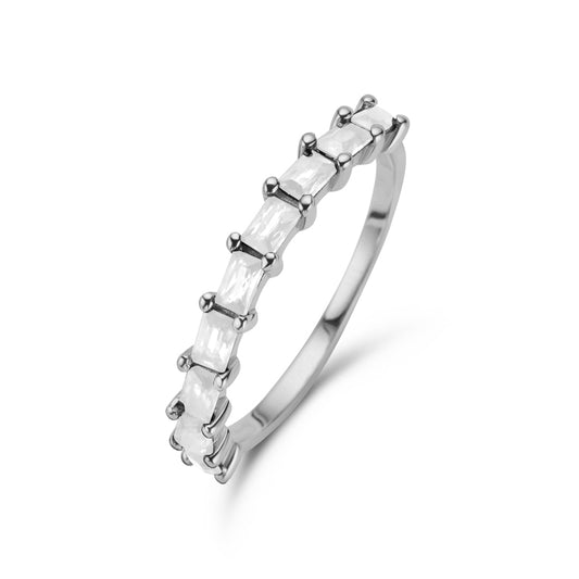Damenring 9 Zirkonia mit Baguetteschliff Silber 925/000 rhodiniert - MeinSchmuckShop