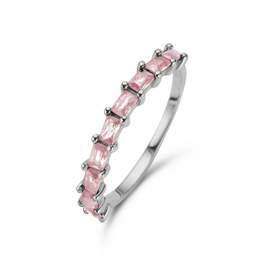 Damenring 9 Zirkonia pink mit Baguetteschliff Silber 925/000 rhodiniert - MeinSchmuckShop