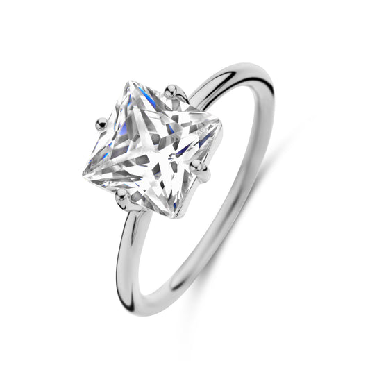 Damenring mit Zirkonia weiß 8x8mm Silber 925/000 - MeinSchmuckShop
