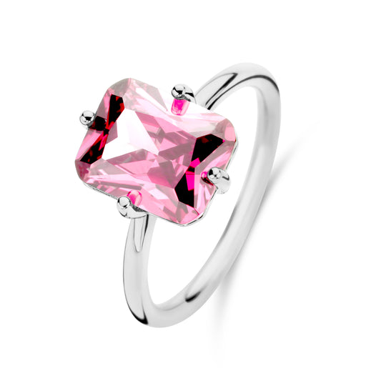 Damenring mit Zirkonia 8x10mm Pink Silber 925/000 - MeinSchmuckShop
