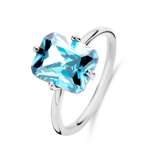 Damenring mit Zirkonia 8x10mm Hellblau Silber 925/000 - MeinSchmuckShop