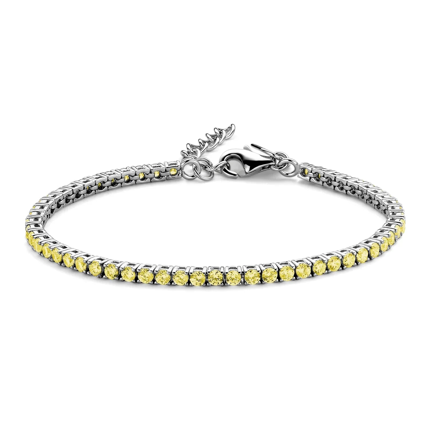 Tennisarmband mit Zirkonia gelb 3mm Silber 925/000 rhodiniert - MeinSchmuckShop