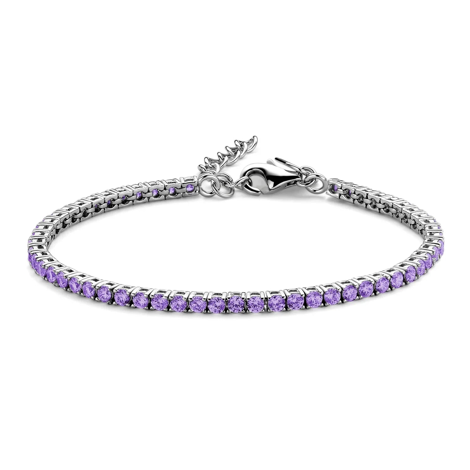 Tennisarmband mit Zirkonia lila 3mm Silber 925/000 rhodiniert - MeinSchmuckShop