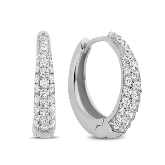 Klappcreolen Ø 18mm mit Zirkonia Silber 925/000 rhodiniert - MeinSchmuckShop