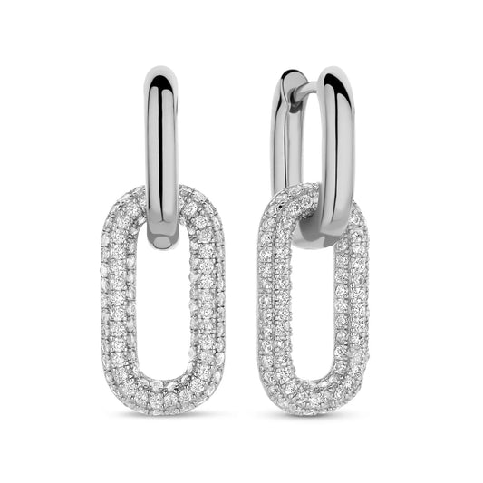 Klappcreolen mit Zirkonia Silber 925/000 rhodiniert - MeinSchmuckShop