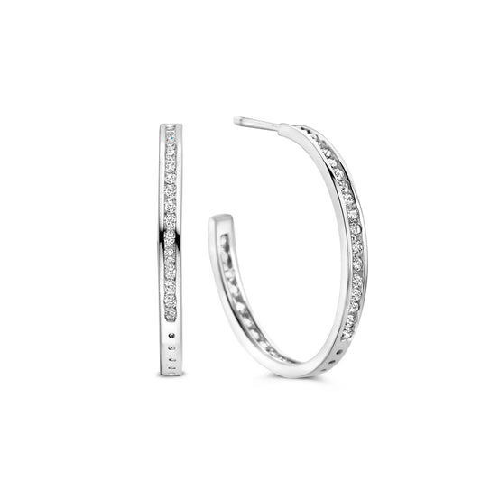 Ohrstecker Ø 27mm mit 66 Zirkonia Silber 925/000 rhodiniert - MeinSchmuckShop