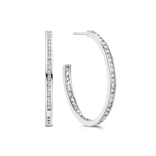 Ohrstecker Ø 33mm mit 78 Zirkonia Silber 925/000 rhodiniert - MeinSchmuckShop