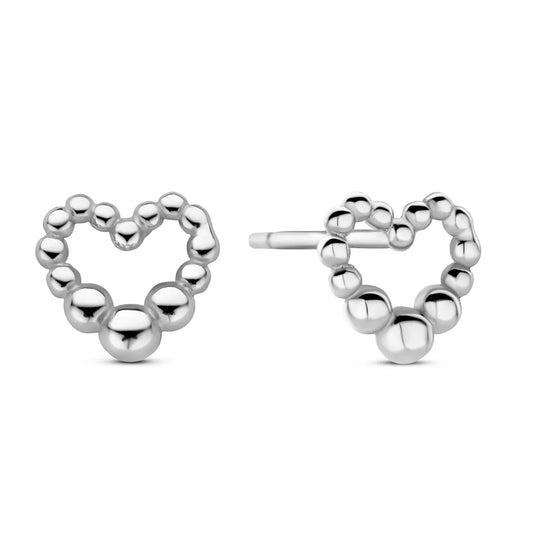 Ohrstecker Dots in Herzform Silber 925/000 rhodiniert - MeinSchmuckShop