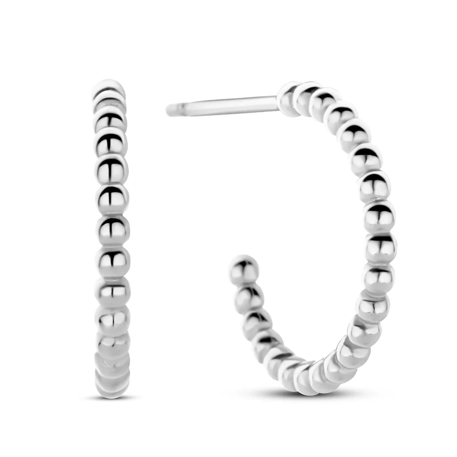 Ohrstecker Creolen Ø 15 mm Dots Silber 925/000 rhodiniert - MeinSchmuckShop