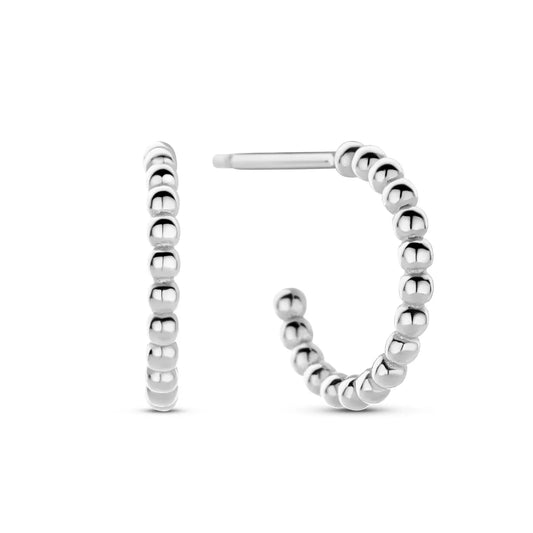 Ohrstecker Creolen Ø 12 mm Dots Silber 925/000 rhodiniert - MeinSchmuckShop