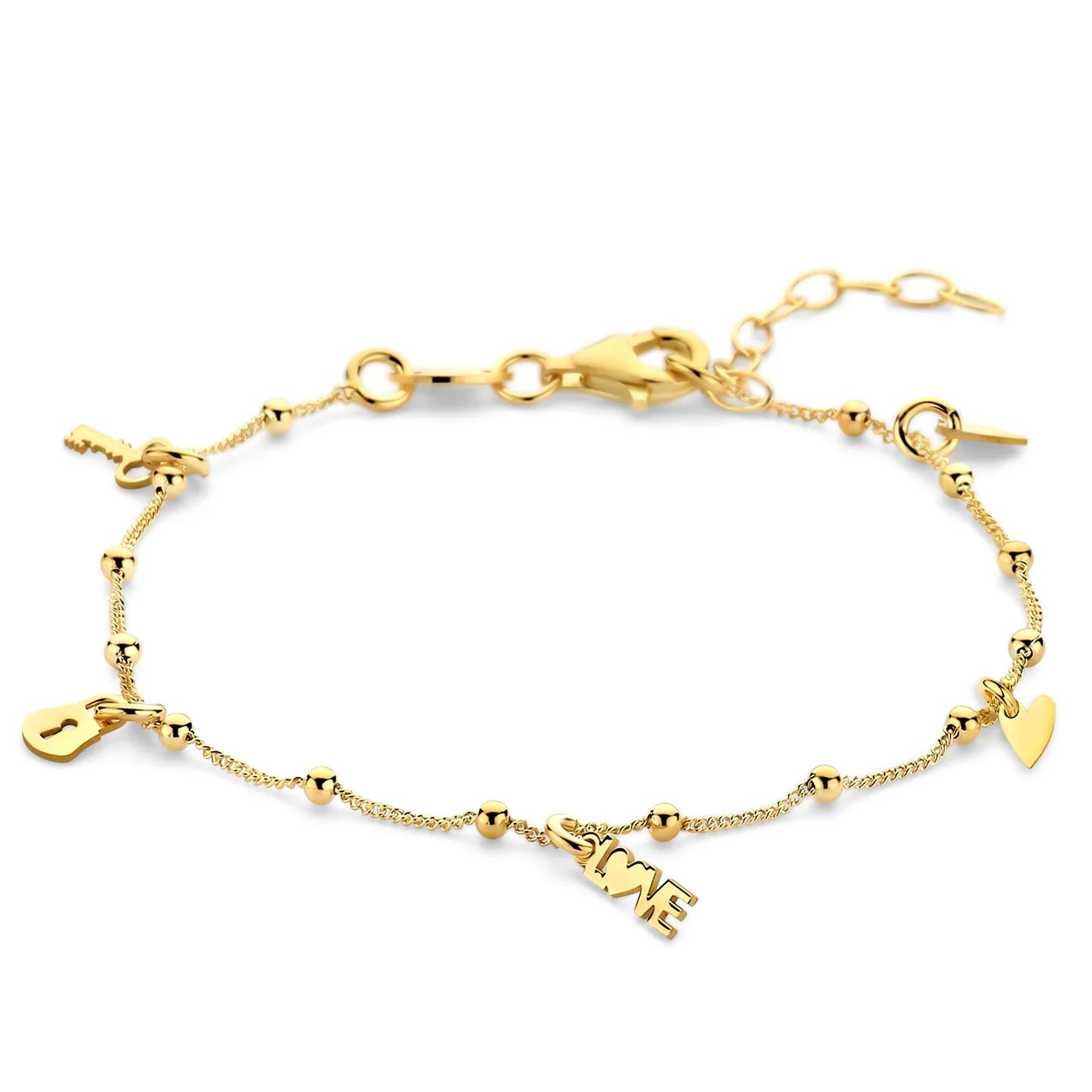 Armband Love Herzen Schloss/Schlüssel Silber 925/000 vergoldet - MeinSchmuckShop